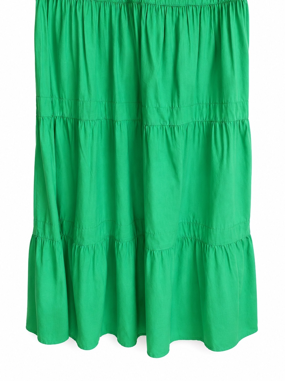 LOFT Tiered  Puff Sleeve Midi Dress in Kelly Green Size 12 - Picture 5 of 15